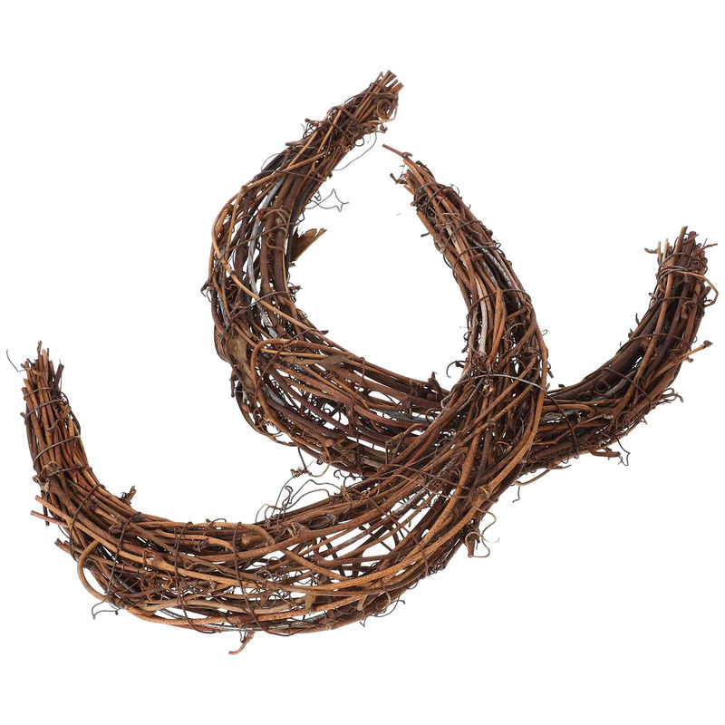 2 Stück Rattan-Girlanden in Mondform, braune Bastel-Ranken für DIY-Dekorationen und Blumenmaterial in rustikalem Design - Bild 2