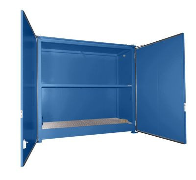 Isolierter Regalcontainer BAUER CEH 38-2 aus Stahl mit Doppelflügeltor in Blau, B/T/H: 415 x 150 x 314 cm - Bild 1