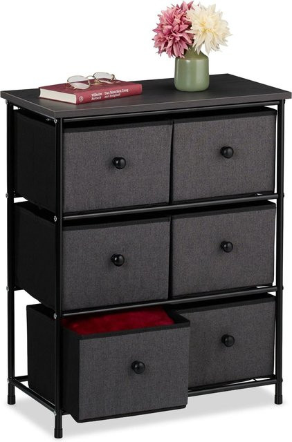 Relaxdays Kommode aus Metall mit 6 Schubladen in Schwarz, B/T/H: 60 x 32 x 73 cm - Bild 1