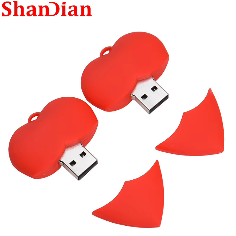 JASTER USB-Flash-Laufwerk in Herzform aus Silikon, Farbe Rot, 64GB - Bild 2