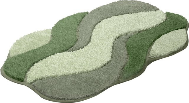 Rutschfeste Badematte in Grün mit Grafikdesign aus 100% Polyacryl, geeignet für Fußbodenheizung - Bild 1