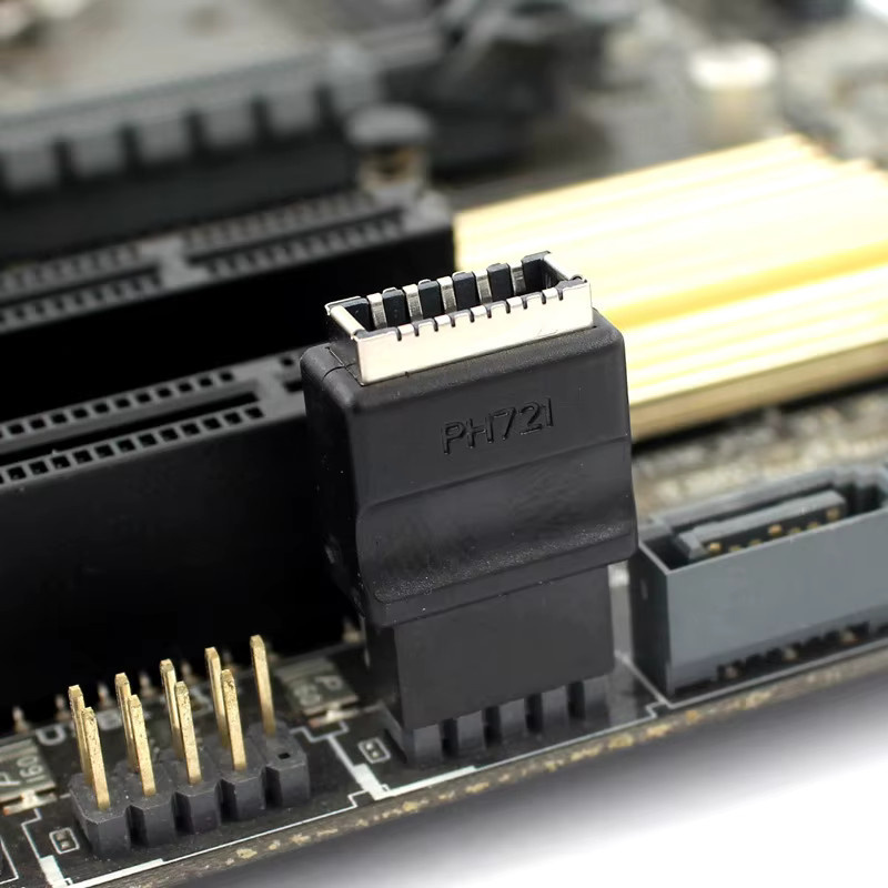 OULLX USB-C Riser-Adapter Konverter von USB 2.0 9-Pin Motherboard Header auf Typ E Schlüssel A auf Typ C, Schwarz - Bild 2