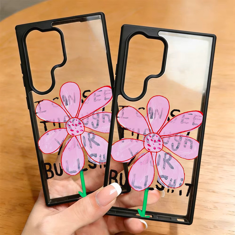 Transparente Blumen-Handyhülle mit Lanyard für Samsung Galaxy S26 Ultra, S25, S24, S23 und A-Serie, harte Acryl-Schutzhülle - Bild 3
