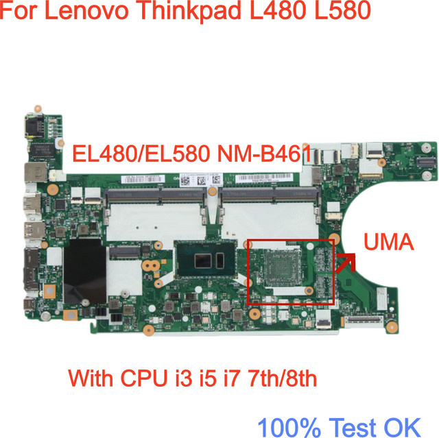 Lenovo ThinkPad L480 L580 Laptop-Motherboard mit I3 I5 I7 7./8. Generation CPU in Grün - Bild 1