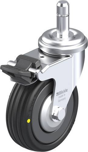 Blickle Lenkrolle LRA-VPA 75K-FI-EL-FA-ES mit Feststeller in Schwarz und Silber, Rad-Durchmesser: 75 mm, Tragfähigkeit: 45 kg - Bild 1