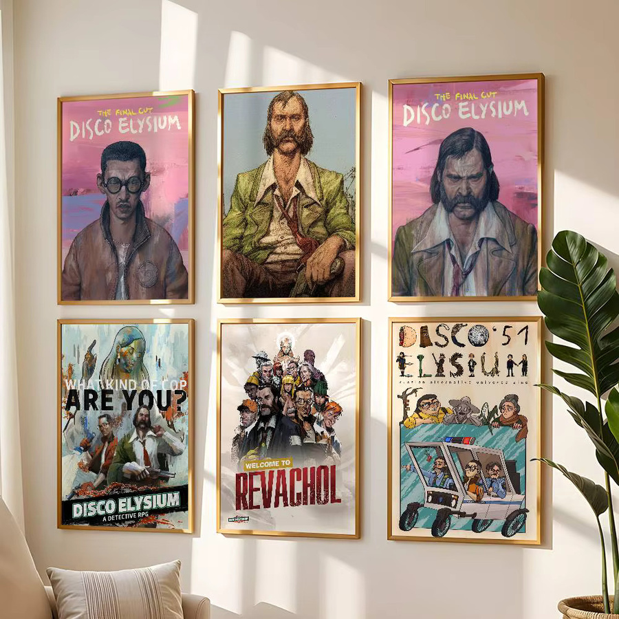 Disco Elysium Videospiel-Poster als Wandkunst-Aufkleber im Retro-Stil, Mehrfarbig, Rechteckig - Bild 2