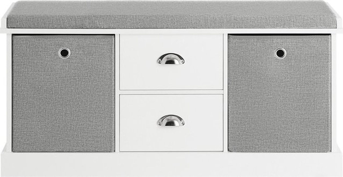 SoBuy Schuhbank Modern mit 2 Schubladen in Grau, B/T/H: 100 x 35 x 50 cm - Bild 1
