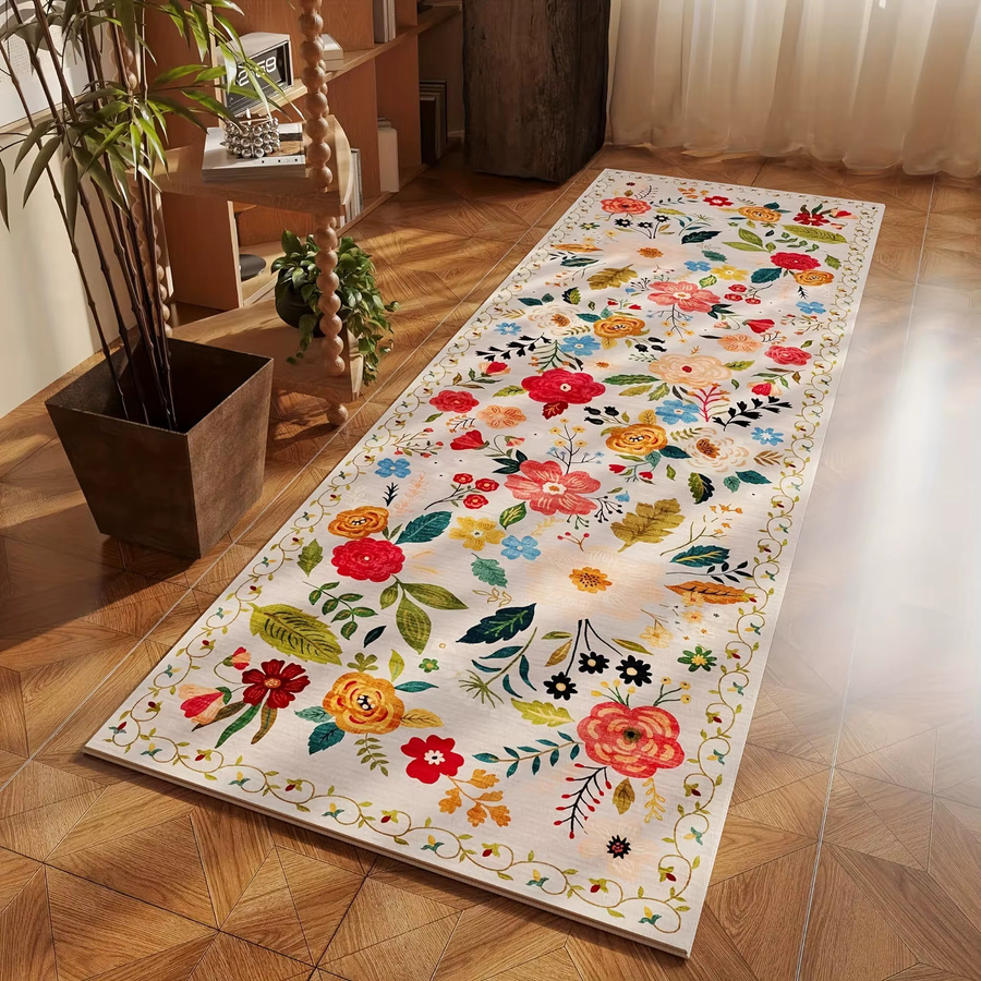 VIKAMA Premium Garten Blumen Teppich, rutschfeste Bodenmatte mit floralem Design in Multicolour, B/T: 60 x 40 cm - Bild 2