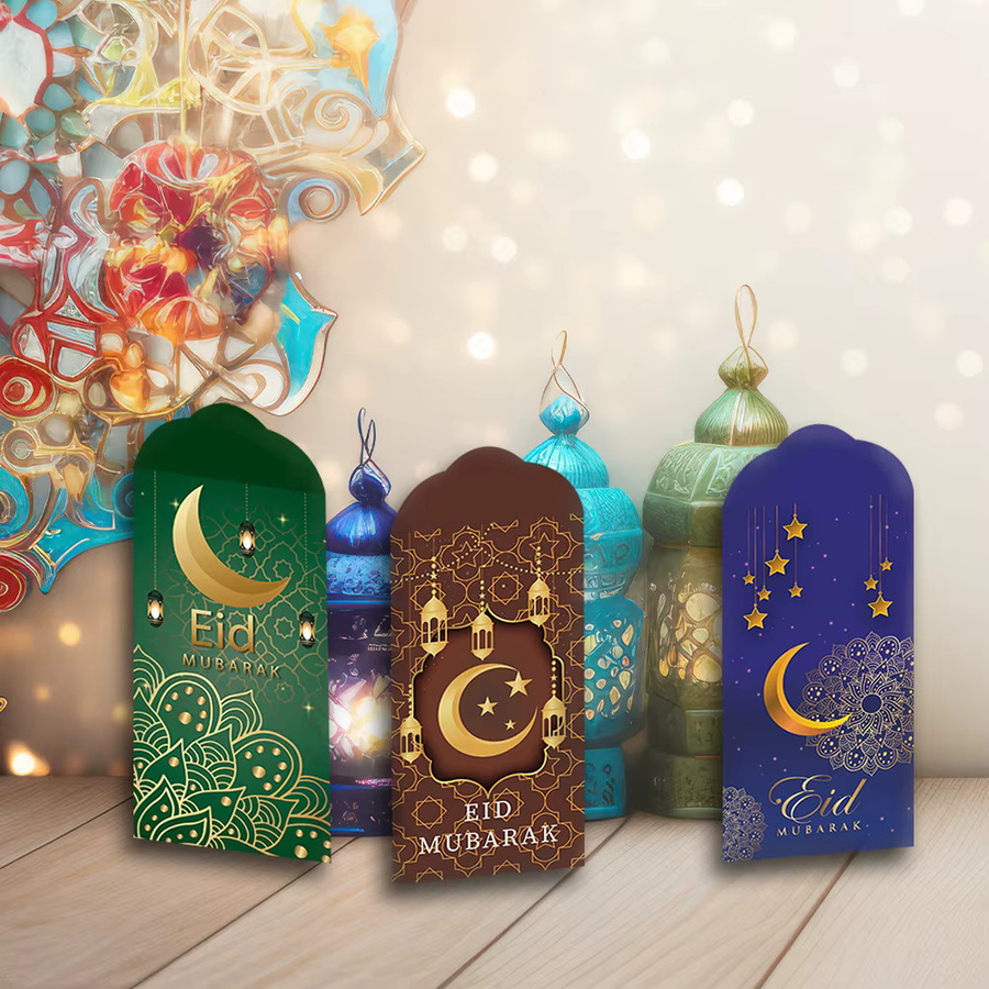 12er-Pack rote Eid Mubarak Umschläge mit Mond und Sternen sowie arabischer Kalligraphie für Ramadan und Zakat-Zahlungen - Bild 6