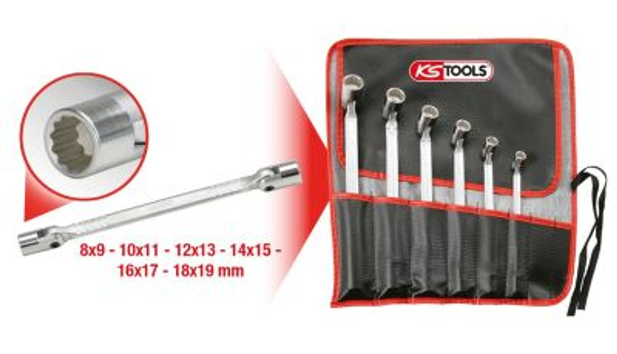 KS Tools CLASSIC Doppel-Gelenkschlüssel-Satz, 6-teilig, Chrom-Vanadium, Silber - Bild 4