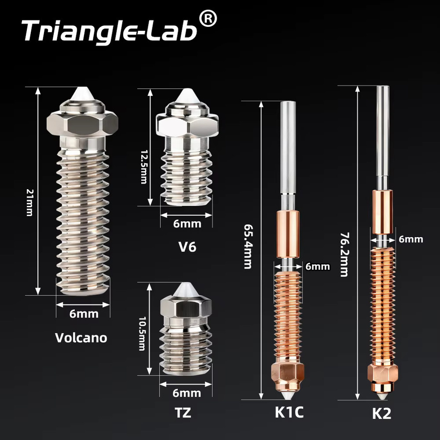 Trianglelab Zirkonium-Keramikdüse mit Kupferlegierungsgehäuse für V6 Volcano TZ K1C K2 in Silber - Bild 4
