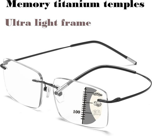 ISENGHUO Lesebrille, randlos, rectangular, tr90, Unisex - Bild 1