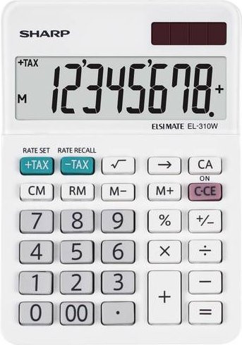 Sharp EL-310W Taschenrechner in Weiß mit Solar- und Batteriebetrieb - Bild 1