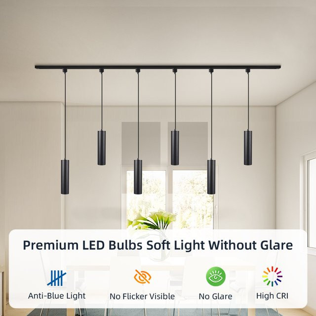 CHENBEN LED Schienen-Pendelleuchte in Schwarz mit warmweißem Licht für Küche, Wohnzimmer und Schlafzimmer - Bild 1