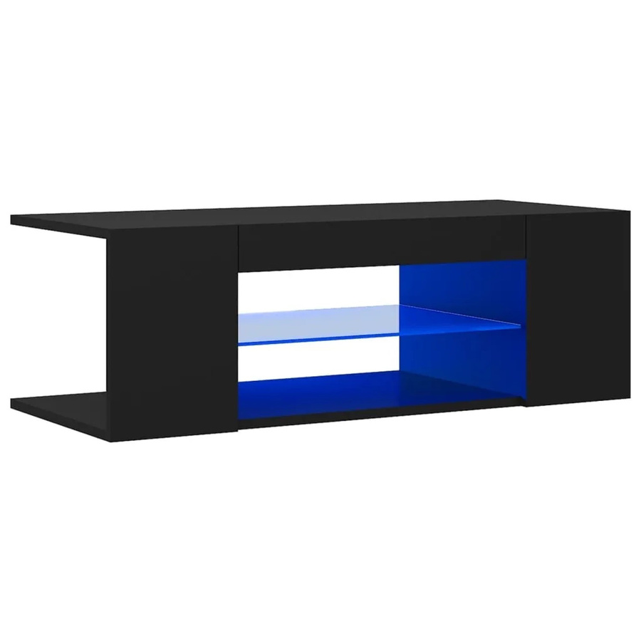 vidaXL TV-Schrank mit LED-Leuchten in Schwarz, B/T/H: 90 x 39 x 30 cm - Bild 2