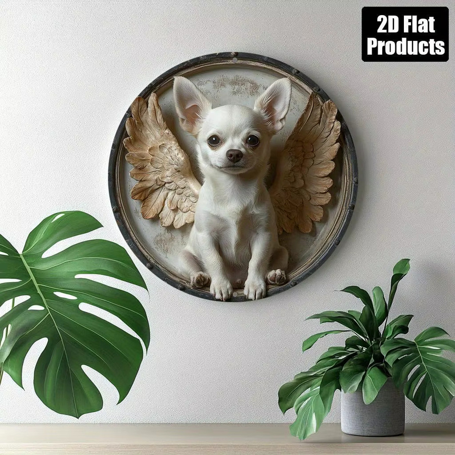 Rundes dekoratives Metallschild mit Chihuahua-Motiv von Potdemiel, Durchmesser: 20 cm, Mehrfarbig - Bild 5