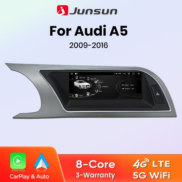 Junsun 4G WiFi Wireless CarPlay Android Auto Autoradio für Audi A5 S5 2009-2016 mit GPS-Navigation in Schwarz - Bild 1