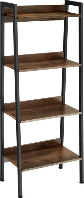 tectake Leiterregal Chatham Industrial Style aus Holz und Stahl in Braun mit 4 offenen Fächern und verstellbaren Einlegeböden, B/T/H: 57,5 x 34 x 138 cm - Bild 2