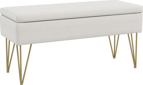 Aosom HOMCOM Polsterbank mit Stauraum in Leinenoptik, Creme, B/T/H: 100 x 40 x 49 cm