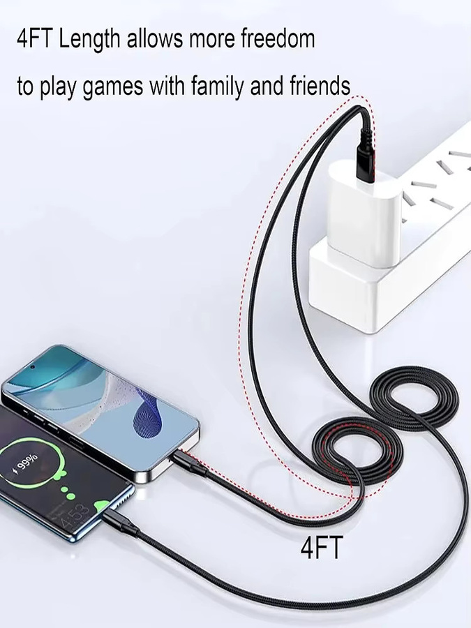 VBNM 2-in-1 Dual Type-C Splitter-Kabel USB-A zu USB-C Schnelllade- und Datenkabel in Schwarz - Bild 4