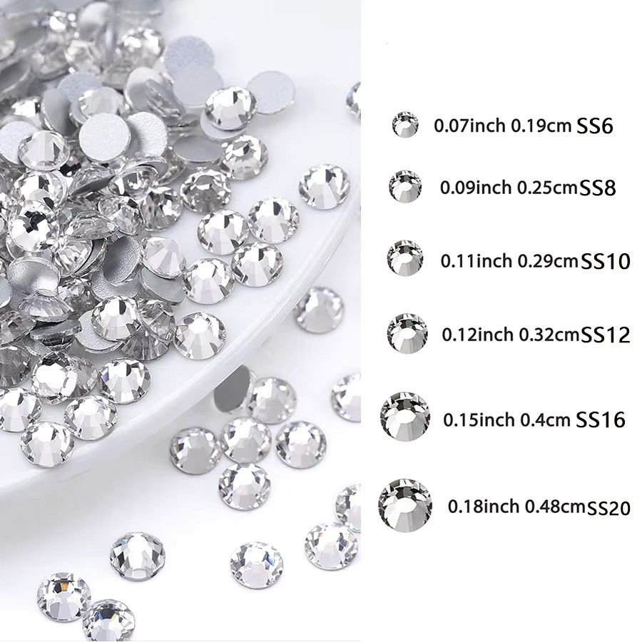 OEMOO Glasrhinesteine in Silber und Transparent für Bastelarbeiten, Größe 2mm-6mm - Bild 2