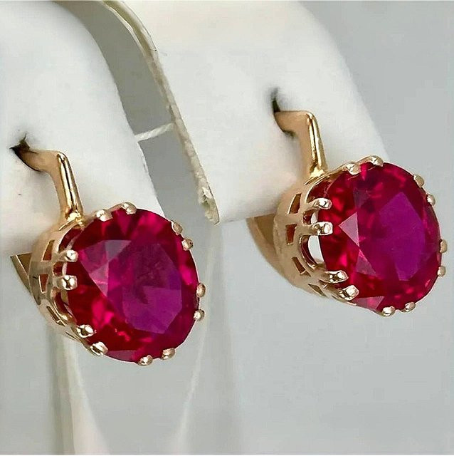 YoYo Ohrringe, rote Zirkonia-Tropfen, Damen, Vintage, Gold - Bild 1