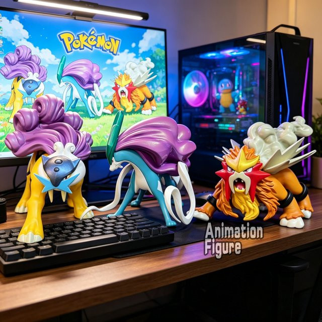 Bandai Pokémon Entei Suicune Raikou, Actionfiguren, PVC-Statue, 9,5 cm - Bild 1