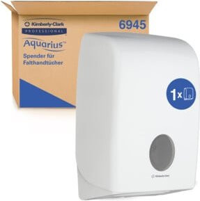 Kimberly-Clark Aquarius Handtuchspender für Papierhandtücher, weiß, Wandmontage, B: 26,5 cm, T: 13,6 cm, H: 39,9 cm - Bild 1