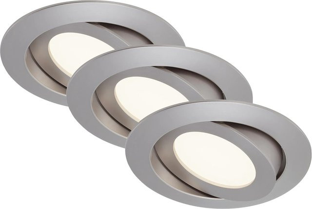 Briloner LED-Einbauleuchten 3er-Set Nickel matt schwenkbar rund, Höhe: 3 cm, Durchmesser: 10,6 cm - Bild 1
