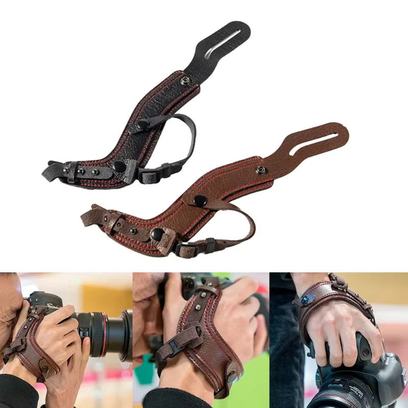 Ergonomischer Leder-Handgelenksschlaufe für SLR-Kameras mit S-förmiger Doppelverriegelungsschließe in Schwarz - Bild 3