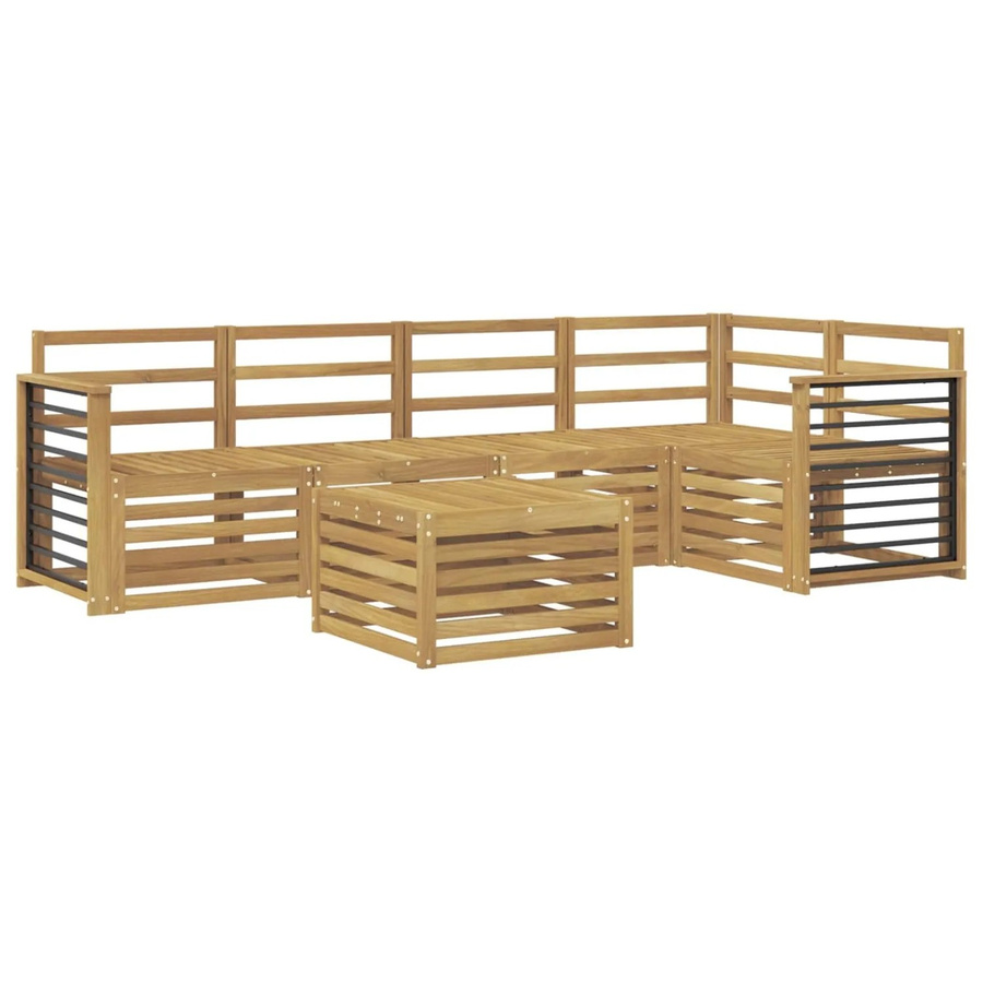 vidaXL Outdoor-Sofagarnitur 6-teilig in Weiß aus Akazienholz mit Tisch und Ecksofa, B/T/H: 59 x 59 x 37 cm - Bild 2