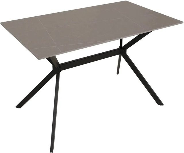 Esszimmertisch MCW-O58 aus Sinterstein und Metall in Grau mit Marmor-Optik, B/T/H: 120 x 70 x 76 cm - Bild 2