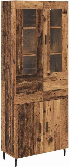 vidaXL Highboard 2-teilig in Altholz-Optik mit Glasfront und Schubladen, Braun, B/T/H: 180 x 34 x 60 cm - Bild 1