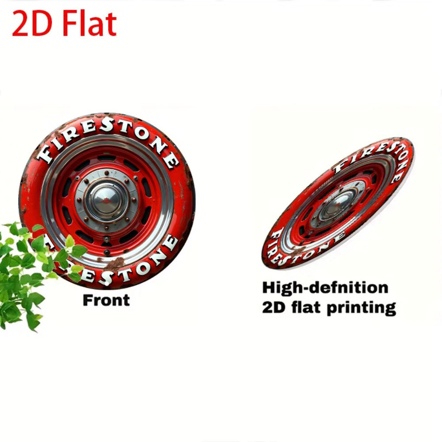 Firestone Tire Vintage Metall-Wandschild in Rot, quadratisches Aluminiumschild für Deko, B/H: 20,3 x 20,3 cm - Bild 2