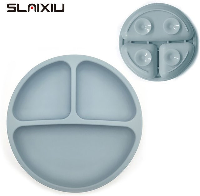 SLAIXIU Silikon Saugschüssel für Babys und Kleinkinder in Blau oder Grün - Bild 1