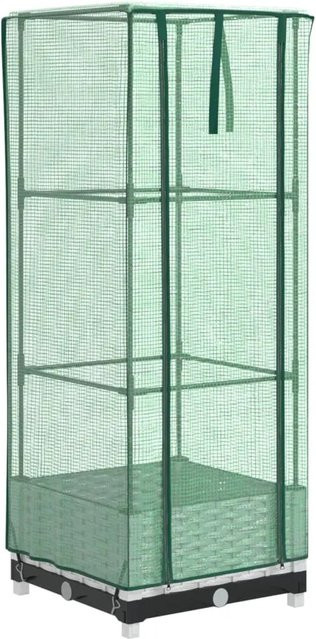 vidaXL Hochbeet mit Gewächshaus-Aufsatz in Rattan-Optik, Weiß, B/T/H: 40 x 40 x 123 cm - Bild 1