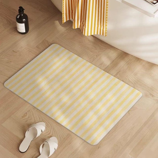Saugfähige Badezimmer-Fußmatte aus Kieselgur in Gelb, rutschfeste Bodenmatte für Dusche und Bad, B/T: 40 x 60 cm - Bild 1
