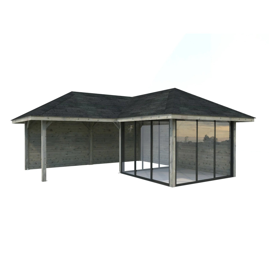 PALMAKO Pavillon Bianca Set 212 Slide aus Fichtenholz in Grau, B/T/H: 588 x 588 x 319 cm - Bild 2