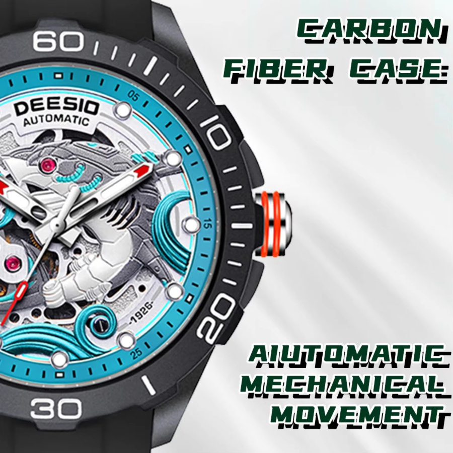 Deesio Armbanduhr, Automatik, Titan, Kunststoff, Schwarz, Herren - Bild 3