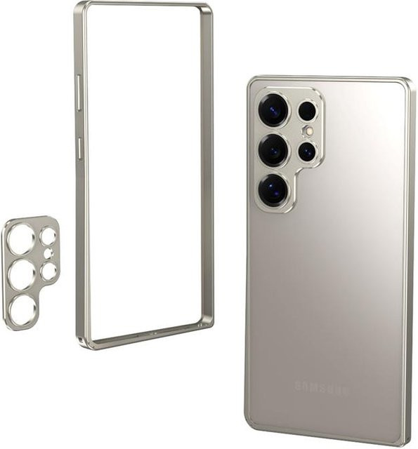 Stoßfeste Handyhülle aus Aluminiumlegierung mit Linsenschutz für Samsung Galaxy S23 S24 S25 Ultra Plus in Silber - Bild 1