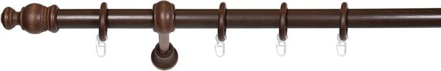 Ondeco Gardinenstange aus Holz in Nussbaum, 1-lauf Komplettgarnitur, Durchmesser: 28 mm, Länge: 240 cm - Bild 1