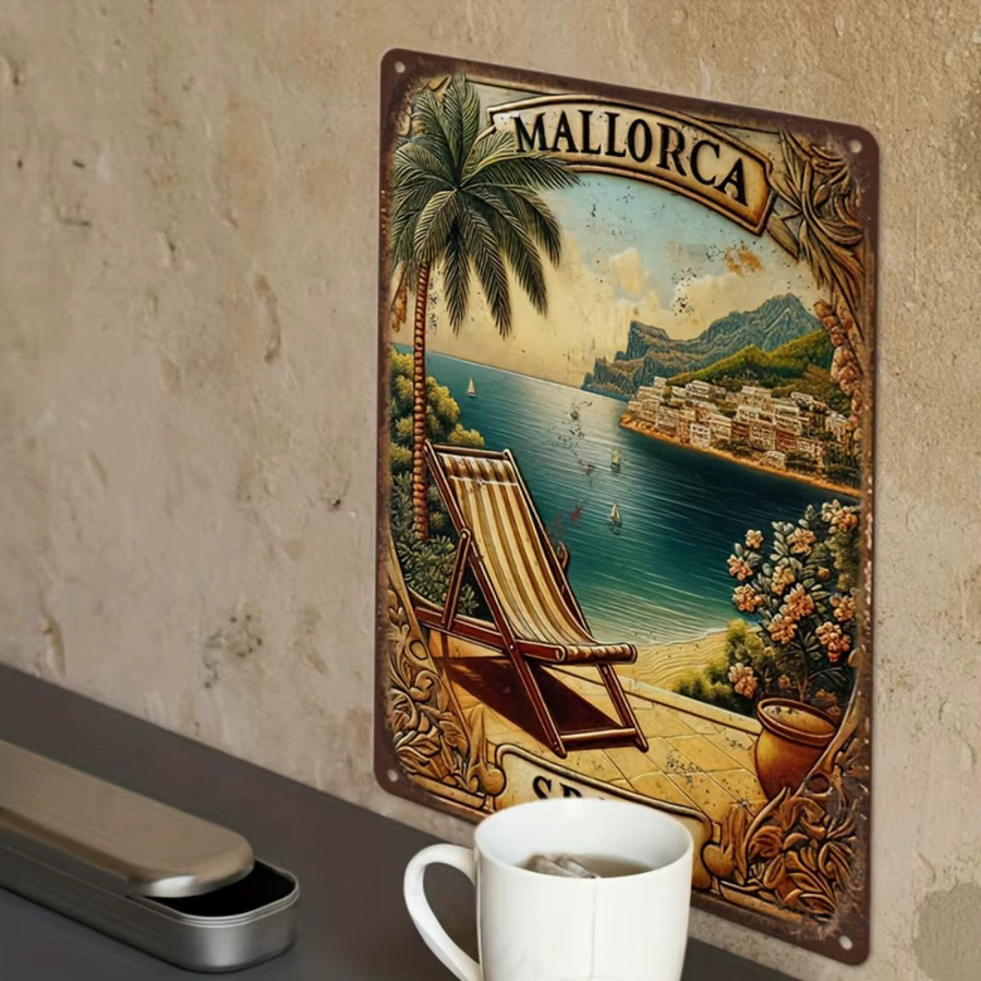 Mallorca Vintage Reiseplakat HELLOYOUNG Aluminiumschild Metall Wandkunst Mehrfarbig - Bild 3