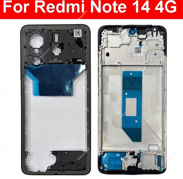 Xiaomi Redmi Note 14 4G LCD-Displayrahmen mit Mittelrahmenhalterung und Seitentasten in Schwarz - Bild 1