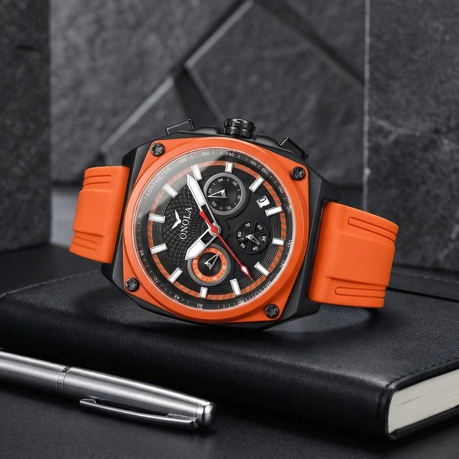 ONOLA Herrenuhr, Analoguhr, Eckig, Bunt, Silikonband, Blau - Bild 2