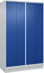 C+P Spind Classic PLUS mit Sockel, 4 Abteile, Farbe Enzianblau und Grau, mit Zylinderschloss, H x B x T: 195 x 120 x 50 cm - Bild 1
