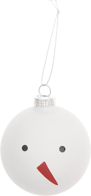 Rico Design Glaskugel Schneemann als Weihnachtsbaumschmuck in Weiß, Höhe: 8 cm - Bild 1