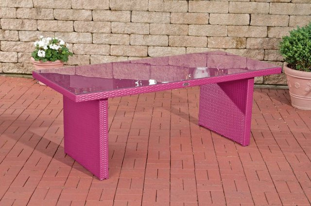 TPFGarden Tisch Avan in Pink aus Polyrattan mit Glasplatte, Breite: 180 cm - Bild 1