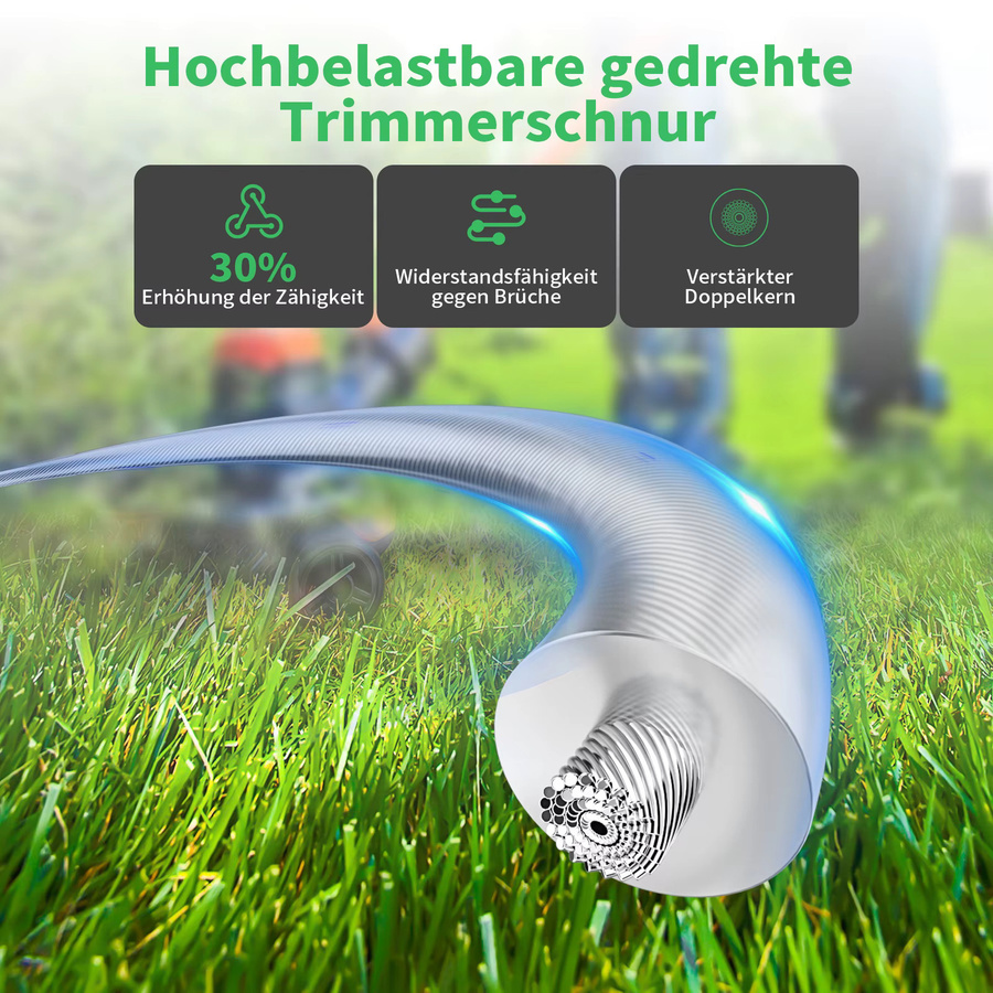 Stahldraht-Trimmerfaden für Rasentrimmer und Motorsensen, Rundmähfaden in Silber, Durchmesser: 3 mm, Länge: 50 m - Bild 6