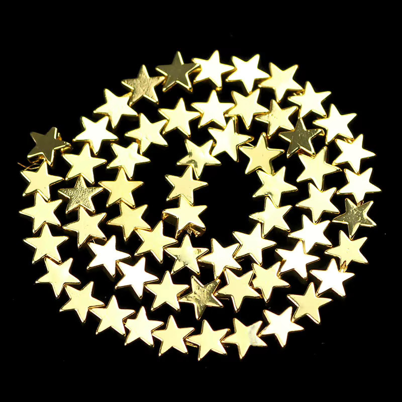 JHNBY Perlen, Stern Form, Hämatit Naturstein, Silber überzogen, Gold Farbe, Unisex - Bild 3