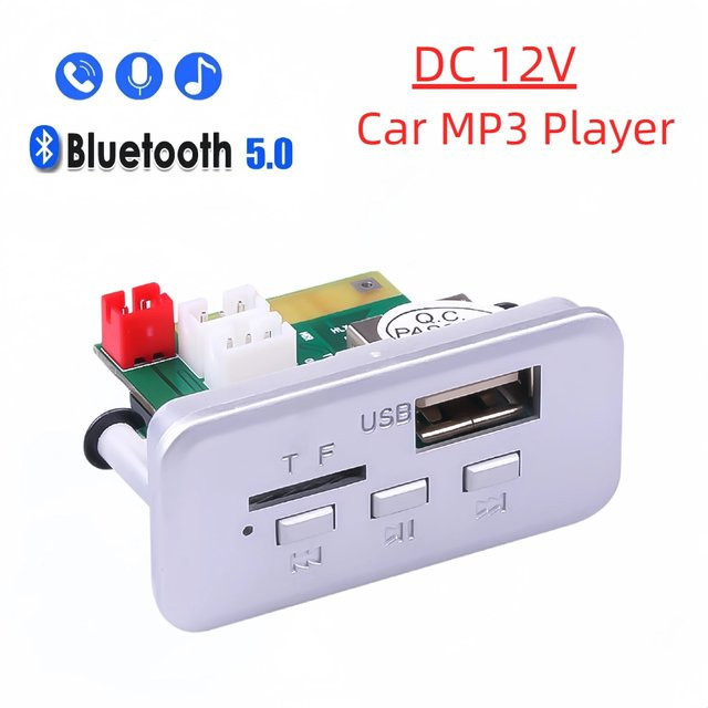 Kebidu Bluetooth 5.0 Car Kit DC 12V MP3 Player Decoder Board mit USB, TF und FM Radio in Schwarz - Bild 1